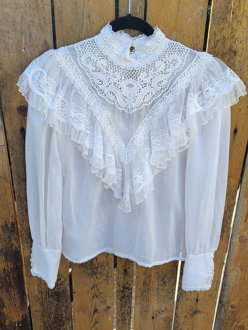 Vintage Jessica's Gunnies Gunne Sax White Lace Ruffle Blouse